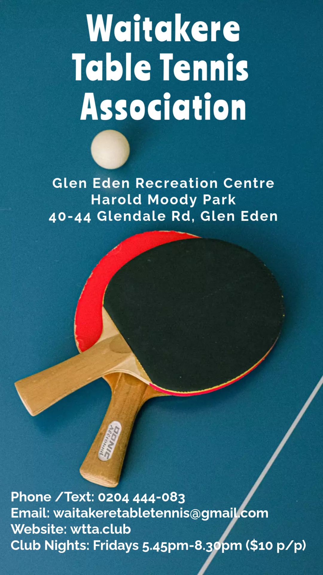Waitakere Table Tennis Association Friday Club Nights